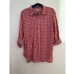 Talbots Red Cotton Gingham Blouse